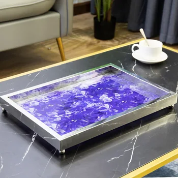 Eiropas vienkārši renes tukšums, nerūsējošā tērauda metāla tējas galda dekoratīvās plāksnes rotaslietas plāksnes tekstūra kvadrātveida tray rotājumi