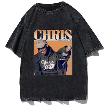 Dziedātājs Kriss Brauns T-krekls Augstās Ielu Modes Vīrieši Sievietes Streetwear Tshirt Vasarā Kvalitātes Kokvilnas Lielgabarīta Īsām Piedurknēm Tees
