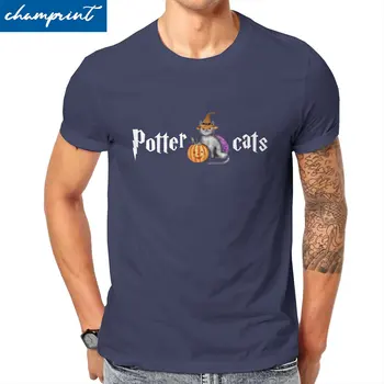 Harijs Pawter Kaķi Poters Vīriešu T Krekli Kaķis Mīļāko Smieklīgi Tees Īss Crewneck Sleeve T-Krekls Tīras Kokvilnas Drukāts Apģērbs